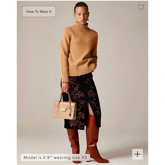 J.Crew Cotton Turtleneck Sweater in Camel Mock Neck Ribbed CE700 NWT Old Money - Picture 1 of 9